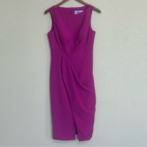 JS Collections Women’s Size 2 Pink Sleeveless Sheath Dress with Draped Skirt